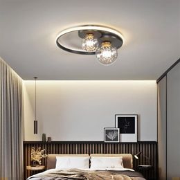 Ceiling Lights Modern Led Lamp With Black Round Glass Ball Chandelier Dimmable For Bedroom Living Room Kitchen Indoor Decoration282j