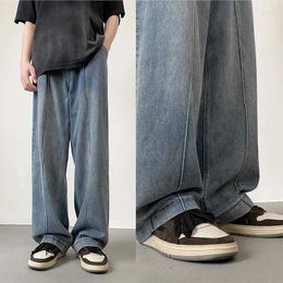 Men's Jeans 2023 Hip Hop Wide Leg Denim Trousers Loose Straight Cargo Street Jean Asthetic Fashion Casual Baggy Man Pant A106