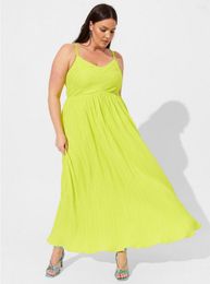Casual Dresses 100.00kg Plus Size Women's Clothing Fat Girl Elegant Slim Looking Sling Dress Length Ruched Pleated Long Light Green Skirt