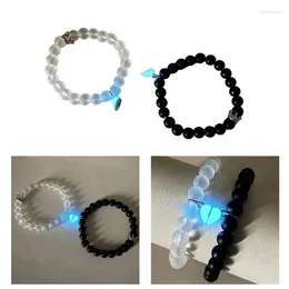 Strand 2Pcs Couple Matching Bracelet Fashion Crown Magnetic Luminous Heart Charm Bracelets Valentines Day Gift