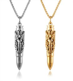 2020 z1621 new creative accessories titanium steel double dragon sword bullet head pendant casting men039s necklace can be unsc3062526