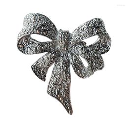 Brooches Vintage Black Alloy Metal Rhinestone Pearl Flower Bow Brooch Pin For Women Men Clothing Suit Accessory Office Party Jewelry Gift
