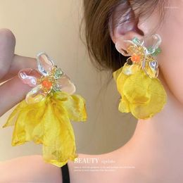 Dangle Earrings Women's Delicate Vintage Yarn Flower Jewellery Exquisite Charm Fashion Jewellery Classic Romantic Earring Trendy Acrylic