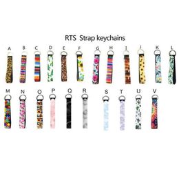 22 Designs Wristband Floral Printed Party Key Chain Neoprene Ring Wristlet Keychain Lanyard Chain Holder to Match Chapstick Holder1001732