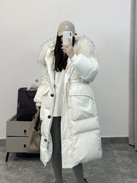 Women's Down Parkas Waterproof Winter Women's Long Puffer Jacket Big Real Raccoon Fur Hooded Duck Down Coat Female Rain Feather Parkas 231212