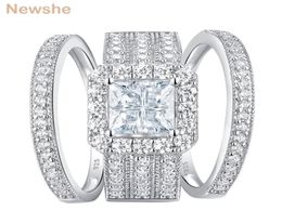 she Wedding Rings For Women Solid 925 Sterling Silver Engagement Ring Bridal Set Perfect Princess Cut AAAAA Zircons Jewellery 2202122031550