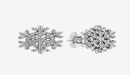 High quality Sparkling snowflake Stud Earring Women Girls Wedding Gift for 925 Sterling Silver Earrings with Original box9729156