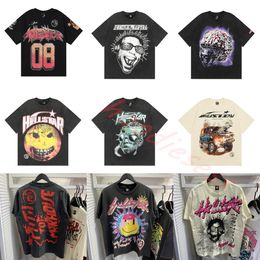 Camisa Hellstar Camisas cortas de diseñador Tops con cuello redondo para hombre Camiseta Hellstar Rapero Gris lavado Heavy Craft Camisetas de manga corta unisex High Street Retro Hombres Camisetas de algodón