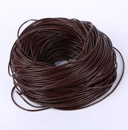 100metrslot 100 Real Genuine Brown 3 sizes Round Oxhide Real Leather Thong Gorgeous Bracelet Necklace Cords Wire Jewelry DIY Mak4975887