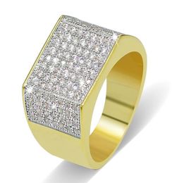 European and American style HipHop Iced Out Full CZ Stone Rings Gold Plated Full DiamondJewelry Mens Hip Hop Rings Jewelry25281358601