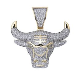 TOPGRILLZ Bull Demon King Gold Silver Chain Iced Out CZ Pendant Necklace Men With Tennis Chain Hip HopPunk Fashion Jewelry2356782