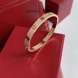 Gold Diamond Bracelet Female Stainless Steel Designer Couple Width 7MM Valentines Day Gift Girlfriend Jewelry H5KR