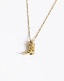 Pendant Necklaces COWBOY BOOT Western Boots Necklace 14K Gold Brass Mushroom Abstract Face Whole Aesthetic Gothic3404617