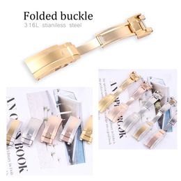 16mm New Silver Gold Rosegold Deployment Clasp for Silicone Rubber Watch Straps Fold Buckle for Submarine Watch Tools2661