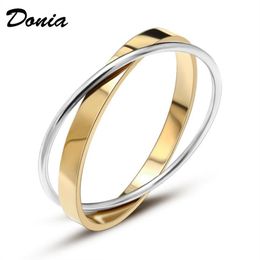 Donia Jewellery two-color electroplating exaggerated titanium steel popular in Europe and the United States double adjustable openin277B