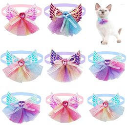 Dog Apparel 30PCS Lace Diamond Bow Tie Small Cat Puppy Bowties Wedding Supplies Grooming Accessories For Dogs