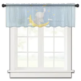 Curtain Elephant Stars Cartoon Short Tulle Window Curtains Sheer Voile Kitchen Cabinet Bedroom Home Decor Small Drapes