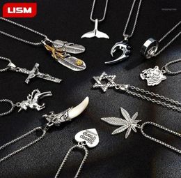 Chains Stainless Steel Male Pendant Necklaces Punk Fashion Brave Men Wolf Tooth Spike Necklace For Men16514275