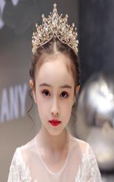 Children039s Crown Tiara Princess Girl Crystal Headband Golden Birthday Cake Decoration Beautiful Fashionab Legrace4850175