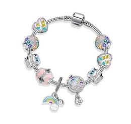 Fashion Magnolia Style Charm Bracelets 925 Sterling Silver Murano Glass European Charm Beads Fits Bracelets Cloud Flower Dangle DI9036581