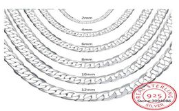 Mens 925 Stamp Silver Color Italian Cuban Curb Chain Necklaces For Men Women Solid Figaro Layering Necklace Sc2897752150