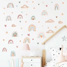 3sheets/set Bohemia Style Boho Colour Rainbow Hearts Stars Pattern Wall Stickers for Kids Room Baby Nursery Room Wall Decals Pvc