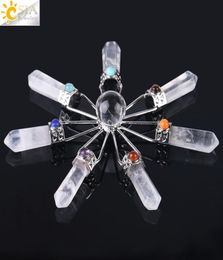 CSJA 7 Healing Point Energy Generator White Rose Quartz Amethyst Obsidian Natural Stone Reiki Crystal Ball Pendulum Chakra Bead Je1409038