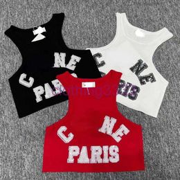 Damen Strick-T-Shirt, Designer-Stickerei, gestrickt, Sport-Tanktop, atmungsaktiv, Yoga-Weste, Tops, Damen-Diesel-Top
