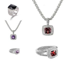 Jewelry Ring Diamond Dy Necklace Sliver Sets Womens Mens ed Wire Prismatic Black Rings Women Fashion Platinum Plated Micro Tr4619312