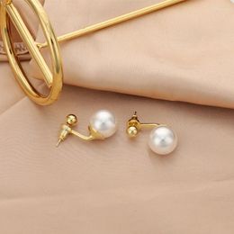 Stud Earrings S925 Silver Needle Women Two Wearing Method Plated 14K Gold Pearl Romantic Light Luxury Earring Fashion Jewelry