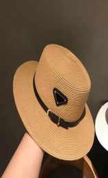 luxury straw hat for men and women with the same travel sunscreen belt buckle sun hat beach sunshade hats bucket cap4816284
