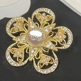 Brooch Pins Jewellery Pin Brooche Desinger Brand Letter Women Men Gold-plated Stainless Steel Crystal Pearl Lovers Wedding Party Dress Accessories Christmas Gift