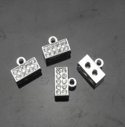 Whole 100pcslot 8mm full rhinestones end connector clasp charm DIY accessories fit for 8mm leather belt4028742