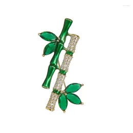 Brooches YYSuniee Imitation Emerald Chinese Style Bamboo Shaped Brooch Pin For Women Fashion Jewellery Accessories