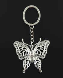 Fashion diameter 30mm Key Ring Metal Key Chain Keychain Jewelry Antique Silver Plated hollow butterfly 6048mm Pendant9389031