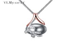 Drop charms pendants rose gold plate pave grey pearl cubic zircon crystal jewelry pendant necklace for women1097397