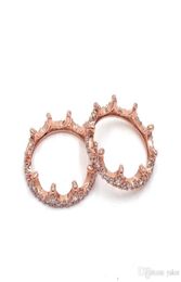 NEW Fashion 18k Rose Gold Crown RING Set Original Box for 925 Silver CZ Diamond Women Wedding Rings1926571