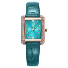 SK Brand Quartz watch cwp Modern Temperament Womens Watches Brilliant Ladies Watches 23 29MM Small Square Dial Diamond Wristwaches2558