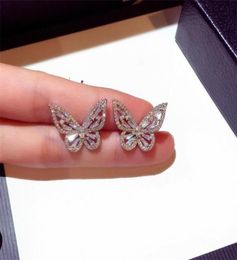 Ins Top Selling Luxury Jewelry 925 Sterling Silver Pave White Sapphire CZ Diamond Gemstones Party Popular Women Bow Stud Earring G7291344