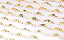 Wedding Rings Whole Lots Job 30Pcs Crystal Rhinestone Gold Plated Women Ring Engagement Party Gift Fashion Jewelry5398250