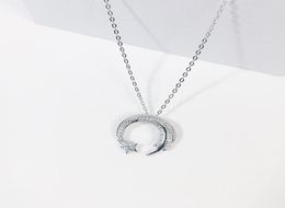Chokers Moon Star 925 Sterling Silver Meteor Garden Slip Falling MicroInlaid Clavicle Chain Temperament Female Necklace SNE2954626434