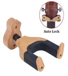 Auto Lock Guitar Hanger Real Hardwood Beech Wood Detachable Wall Mount Holder for All Guitar Bass7000160