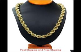 Fashion 5Mm 6Mm Hip Hop Rope Chain Necklace 18K Gold Plated Chain Necklace 24 Inch For Men Tfpfh Hj63G9281963