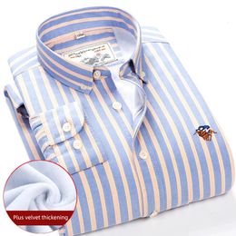 Men's Dress Shirts Cotton Warm Shirt Plus Velvet Padded Long Sleeve Shirs S4XL Winter Polo Embroidery Button Clothing 231212