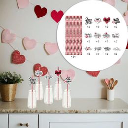 Disposable Cups Straws 24Pcs Valentines Day Paper Interesting 19.5cm Long Drinking For Love Theme Parties Proposal Carnival Bar Year