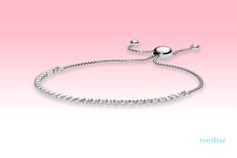 Sparkling Slider Tennis Bracelet Women Wedding Jewelry for Pandroa Real 925 Sterling Silver CZ diamond Bracelets with Original box5163550