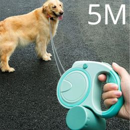 Dog Training Obedience 35M Leash Retractable LED for Small Medium Dogs Roulette Nylon Collar With Poop Bags Accessories 231212