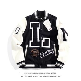 Women's Jackets Letterman L Embroid Patchwork Leather Sleeve Stadium Women Varsity Jacket Unisex Men Baseball Bomber Coat University Streetwear 231213