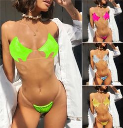 2019 style sexy twopiece swimwear European and American pentagram bikini transparent tape woman swimsuit bathing suit4477081