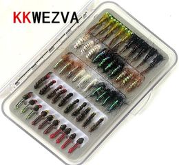 KKWEZVA 50pcs Combination Nymph Fly Fishing Flies fly Insects different Style Salmon Trout Fly Fishing Lures Fishing Tackle 2205313198901